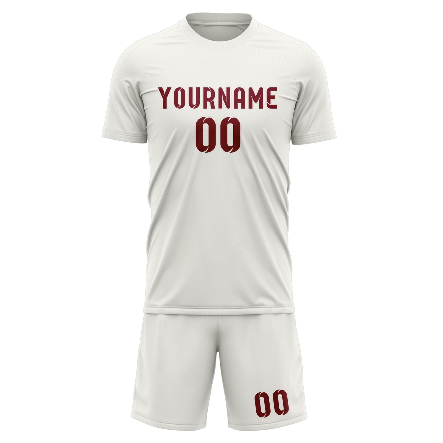 Custom White Crimson Red Soccer Set