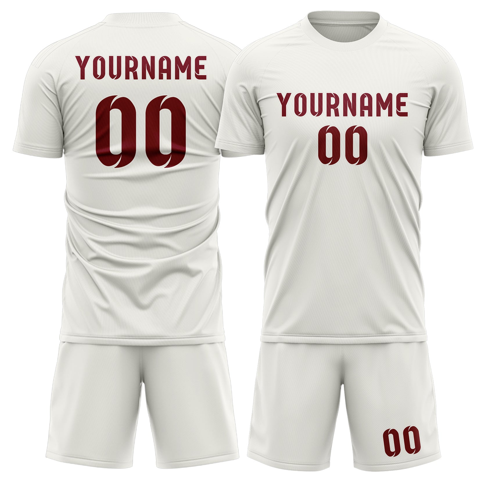 Custom White Crimson Red Soccer Set