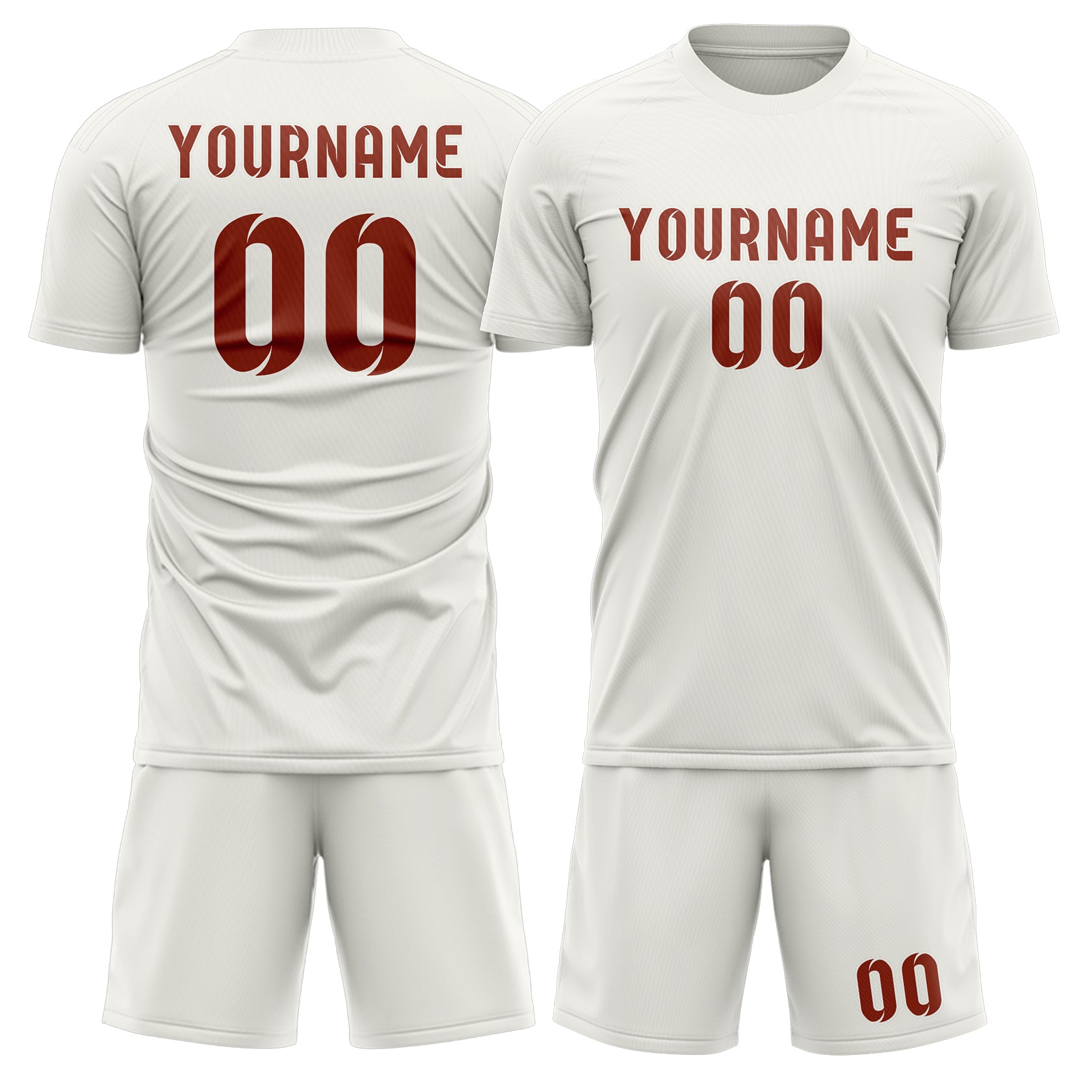 Custom White Coral Red Soccer Set