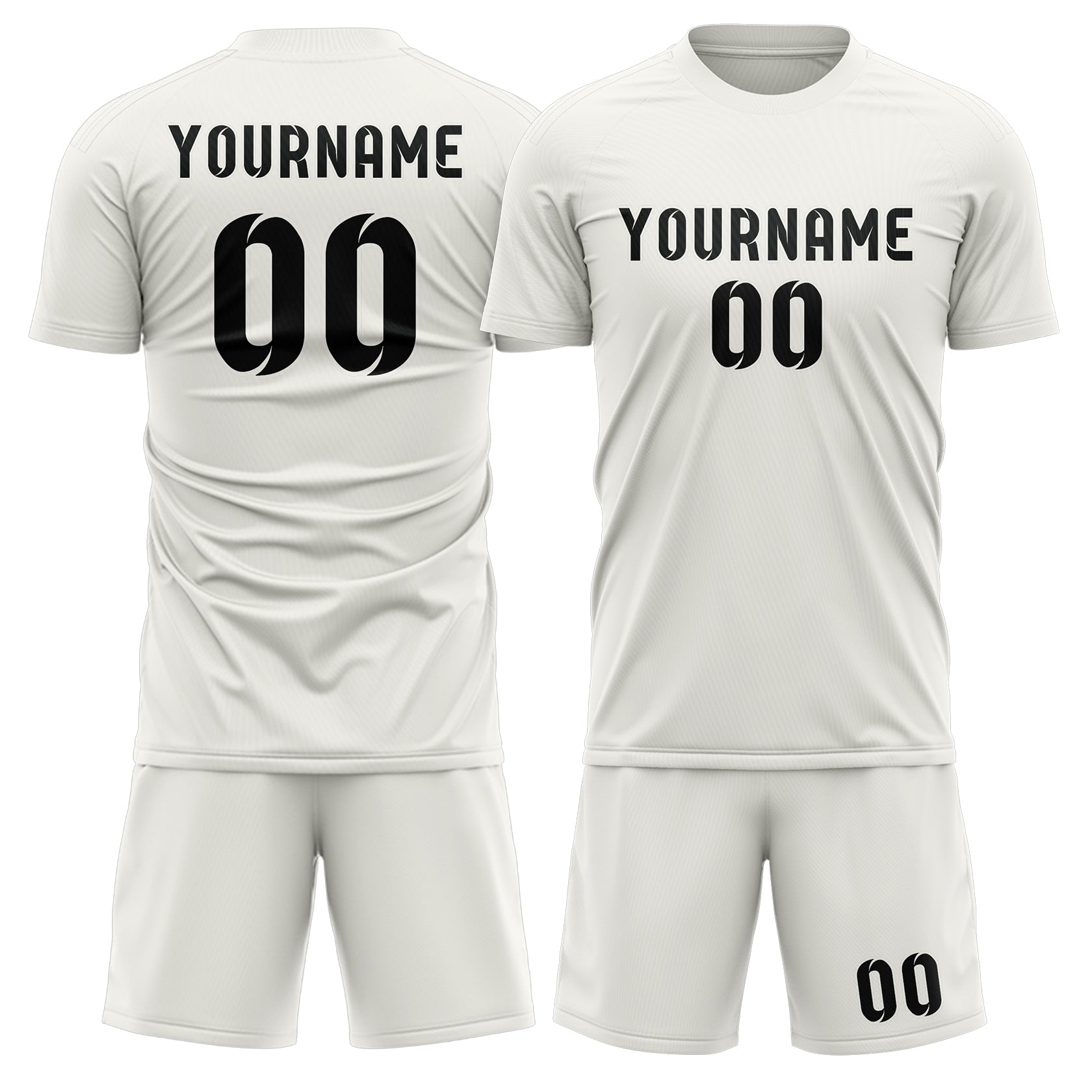 Custom White Black Soccer Set