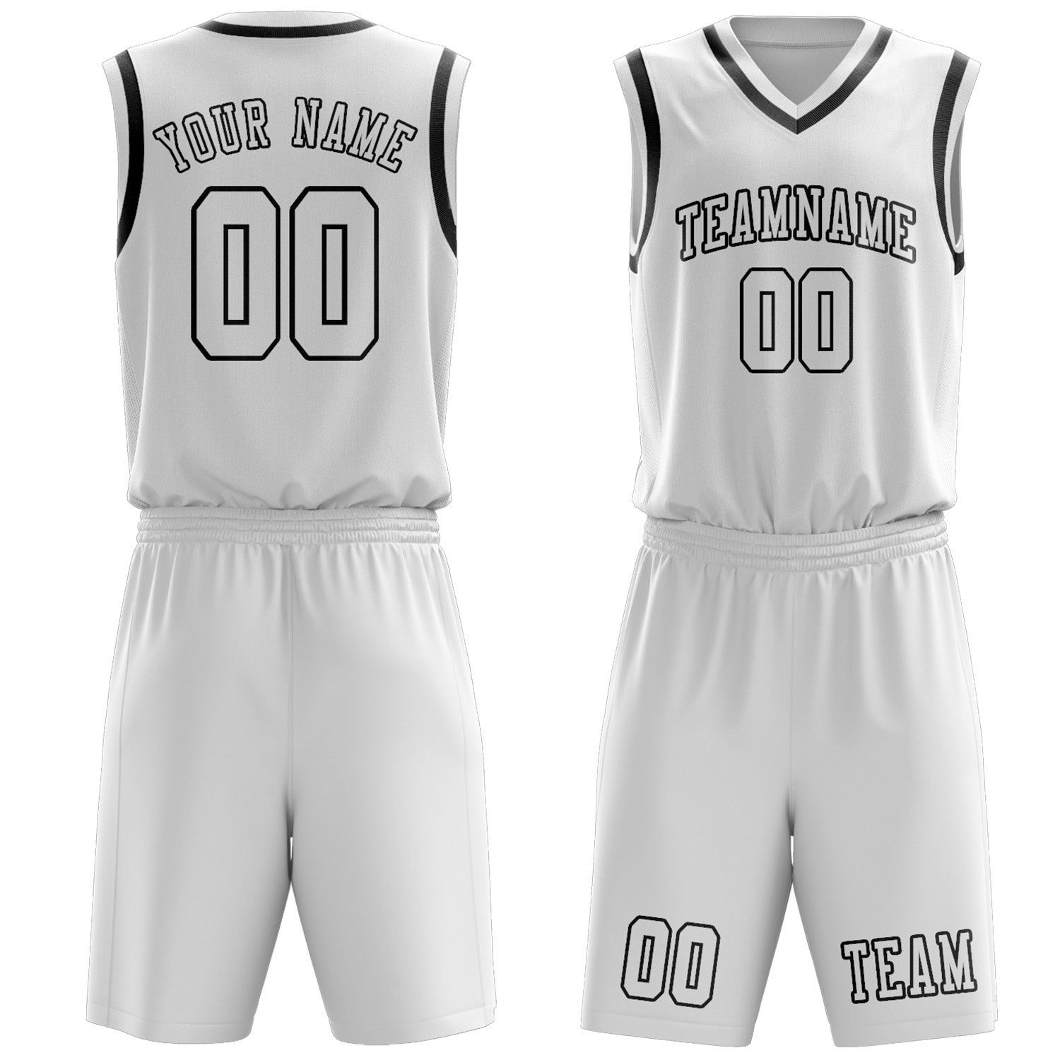 Custom White White Basketball Set