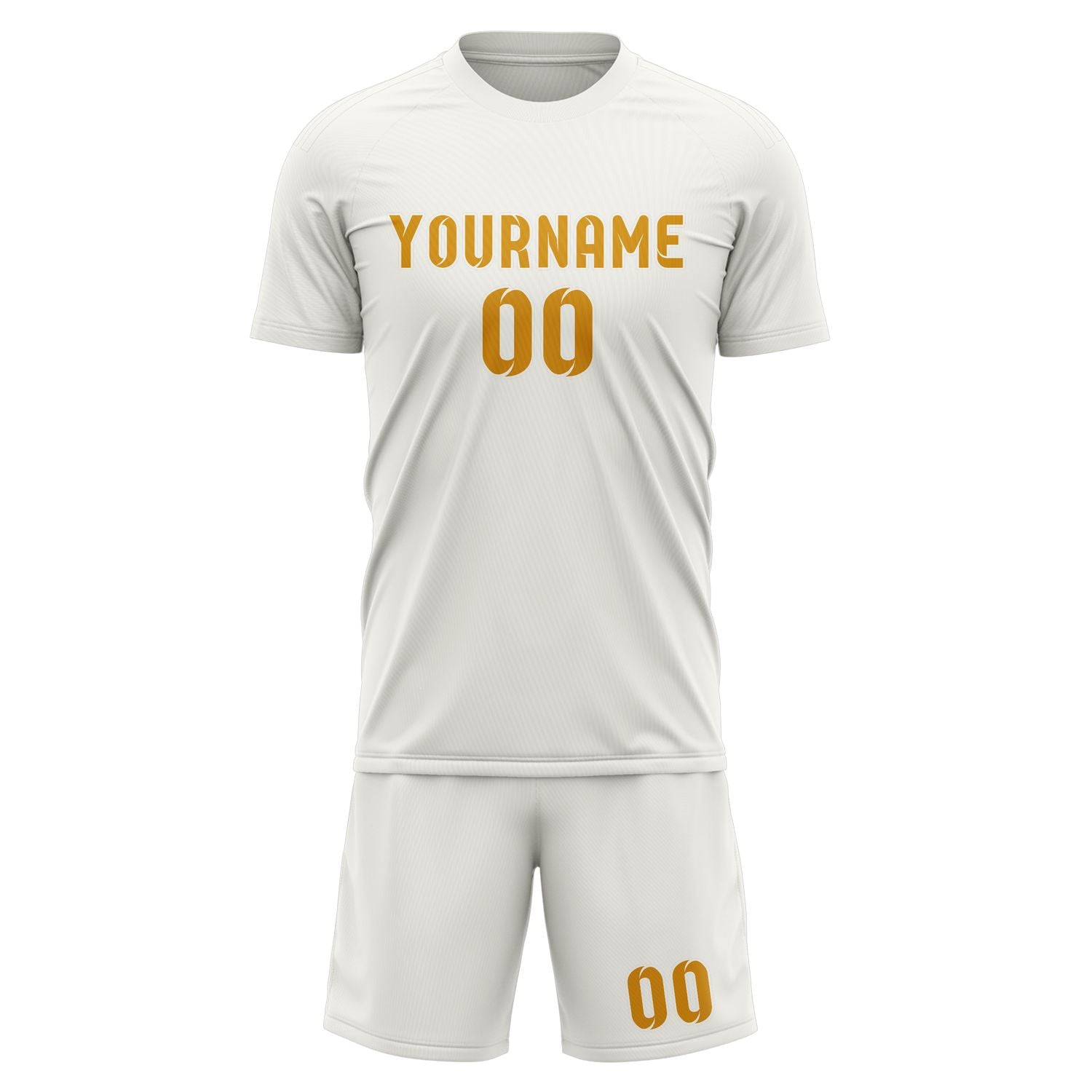Custom White Yellow Soccer Set