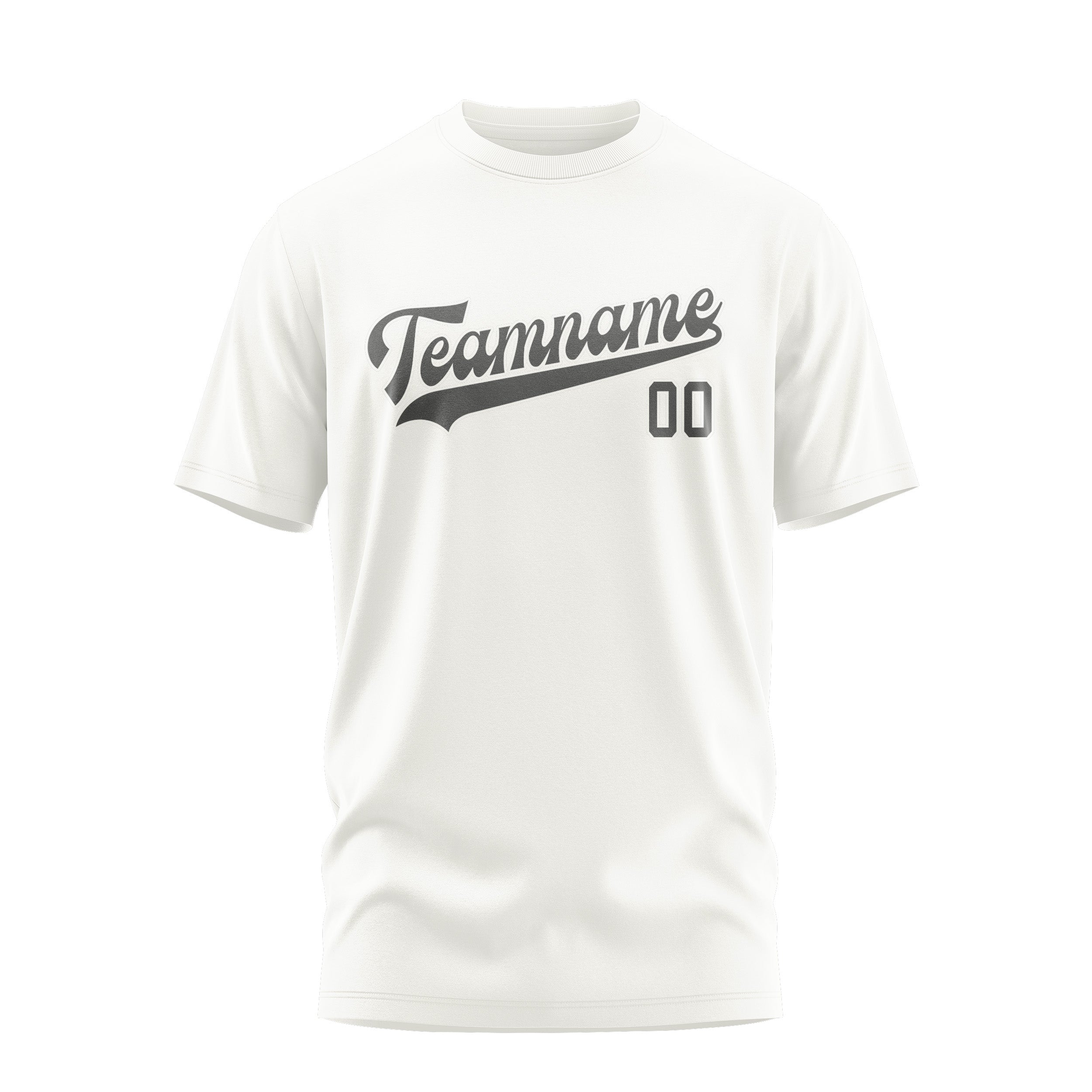 Custom White Dark Grey T-Shirt