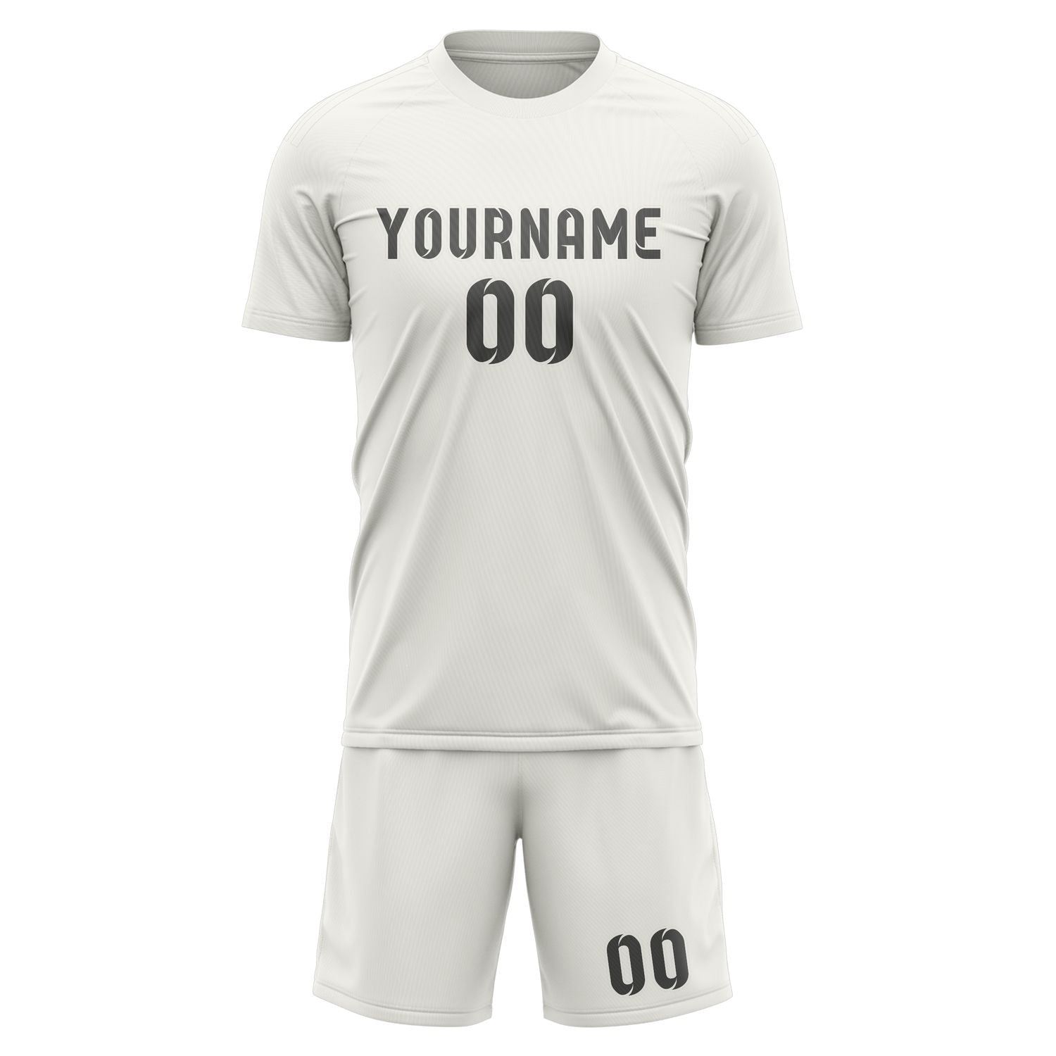 Custom White Dark Grey Soccer Set