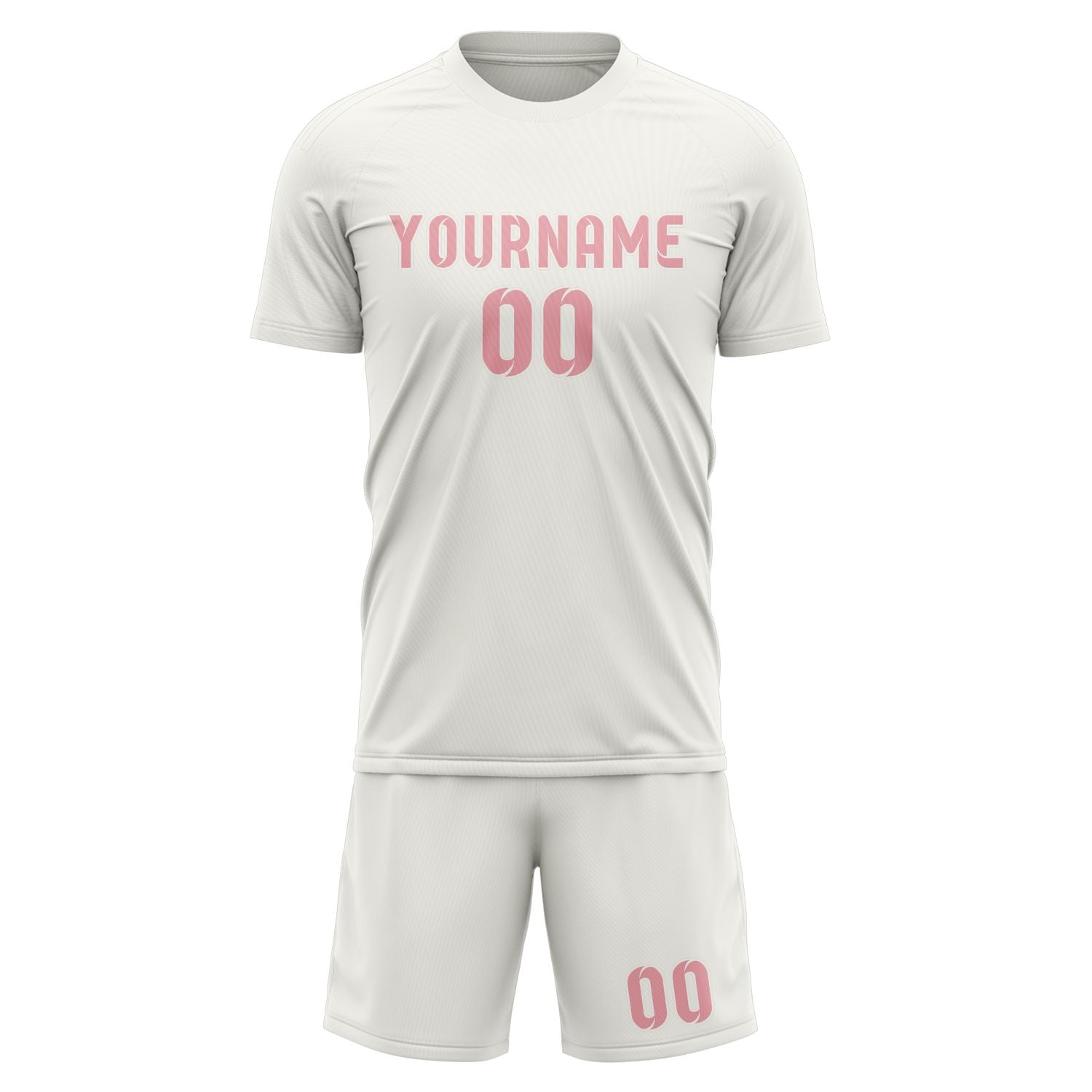Custom White Light Pink Soccer Set