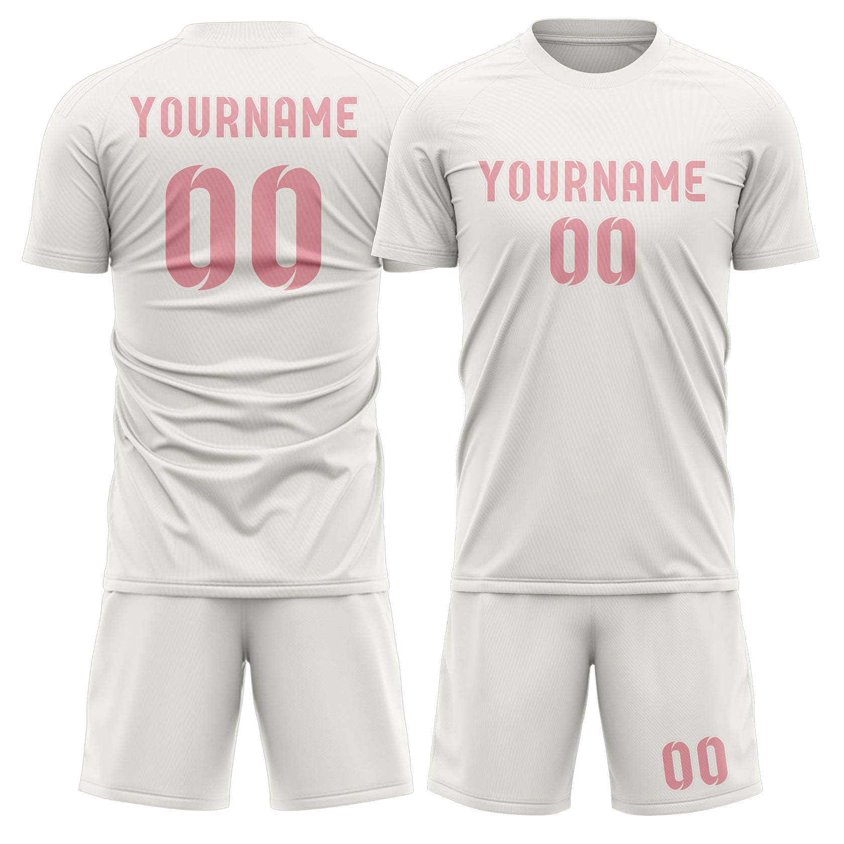 Custom White Light Pink Soccer Set