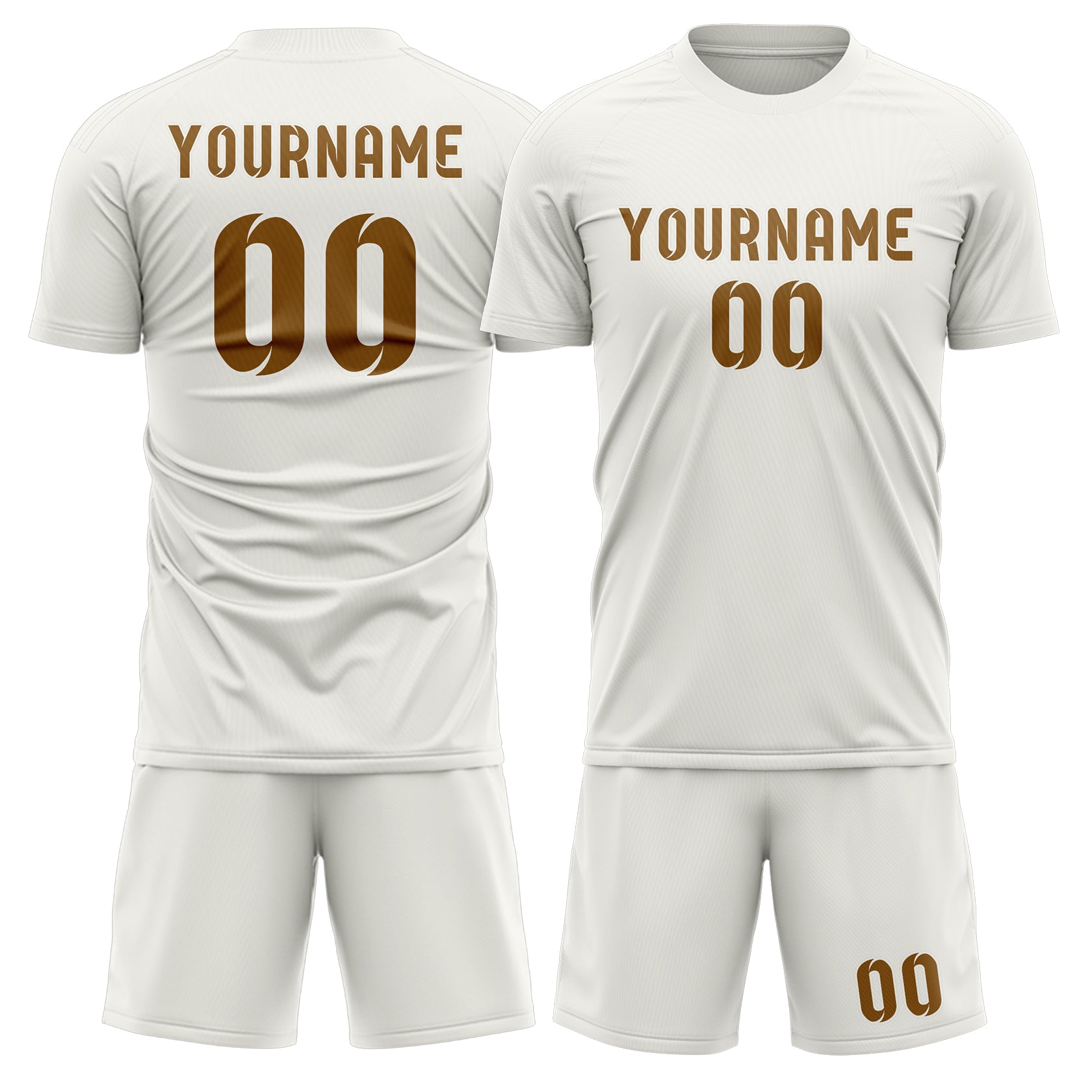 Custom White Khaki Soccer Set