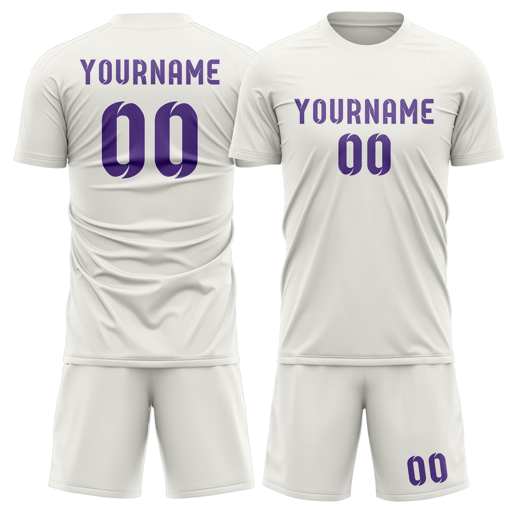 Custom White Light Purple Soccer Set