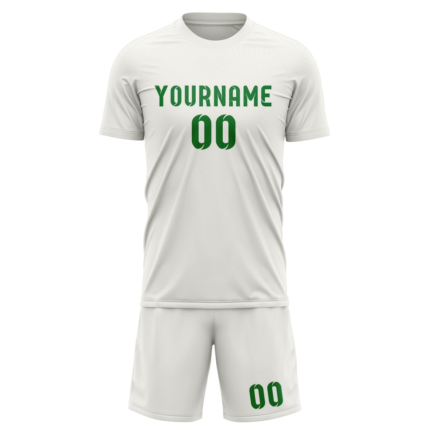 Custom White Emerald Green Soccer Set