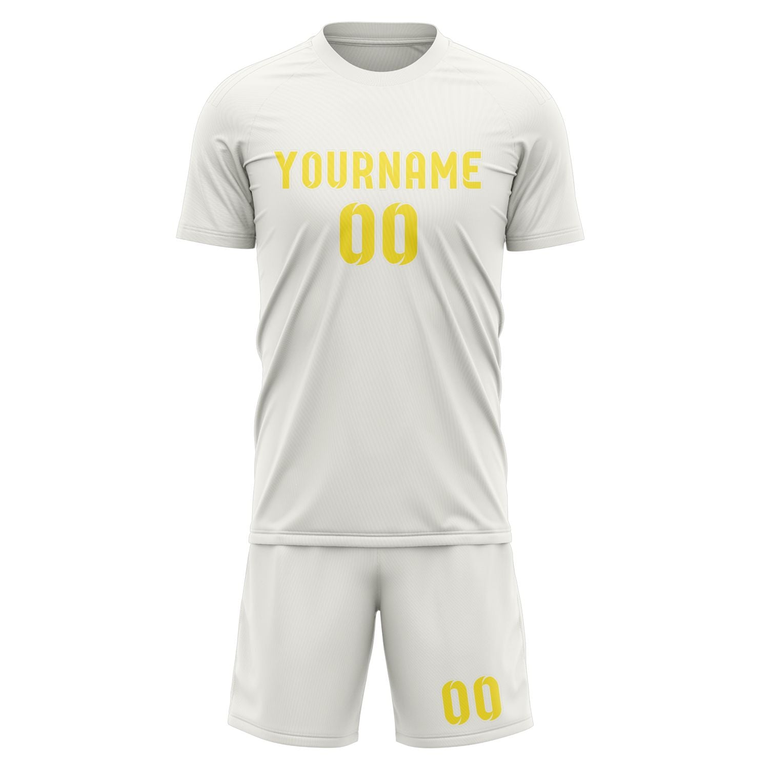 Custom White Light Yellow Soccer Set