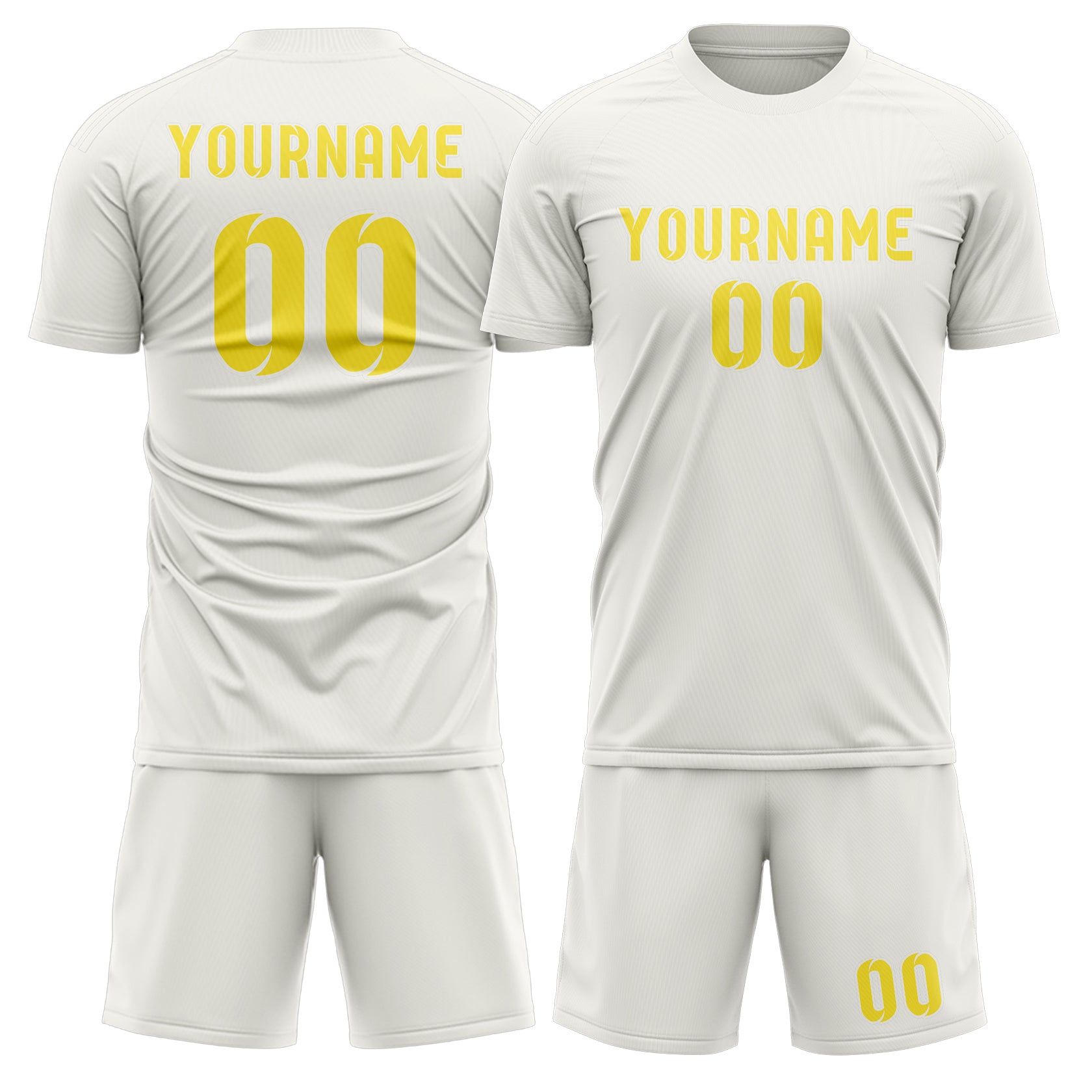 Custom White Light Yellow Soccer Set