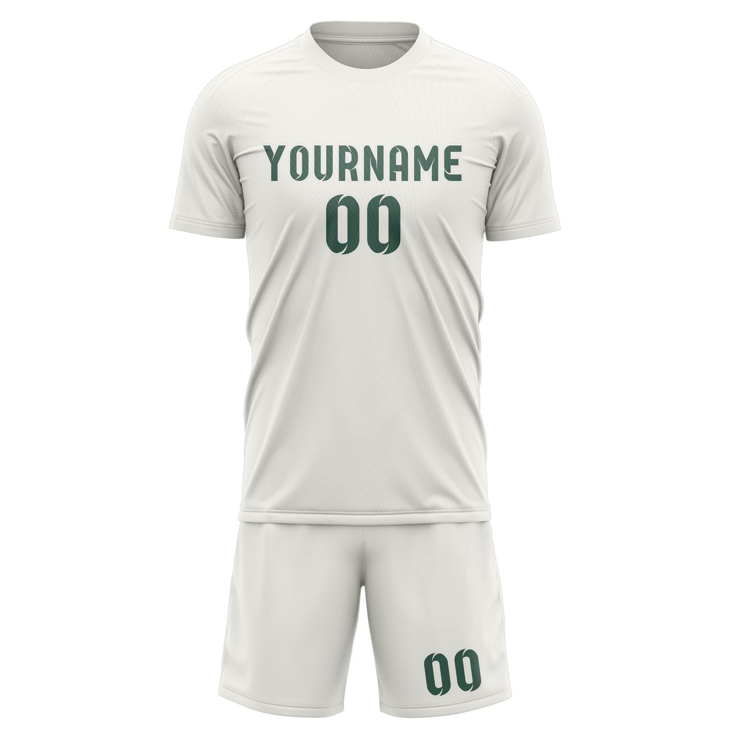 Custom White Blue Green Soccer Set