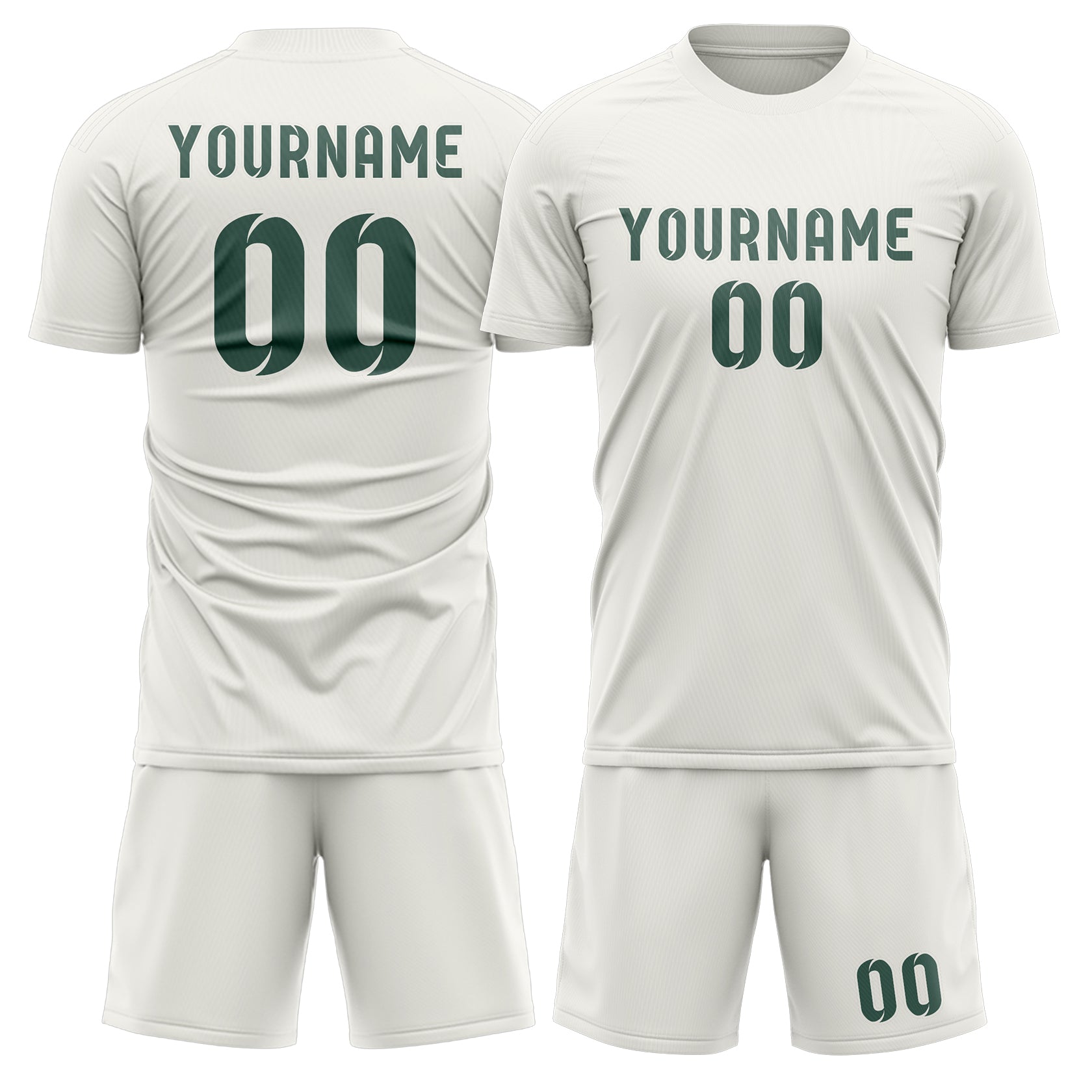 Custom White Blue Green Soccer Set