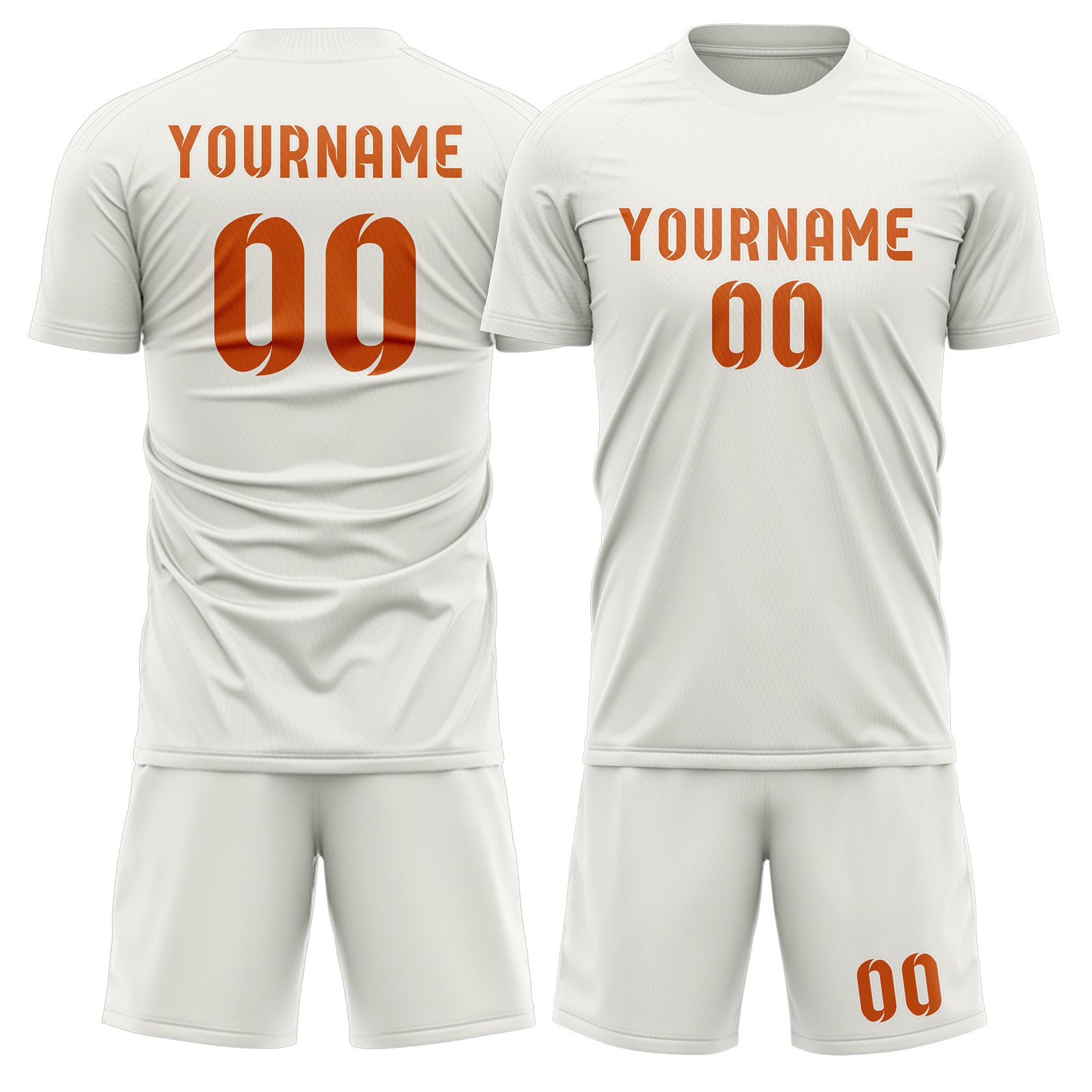 Custom White Orange Soccer Set