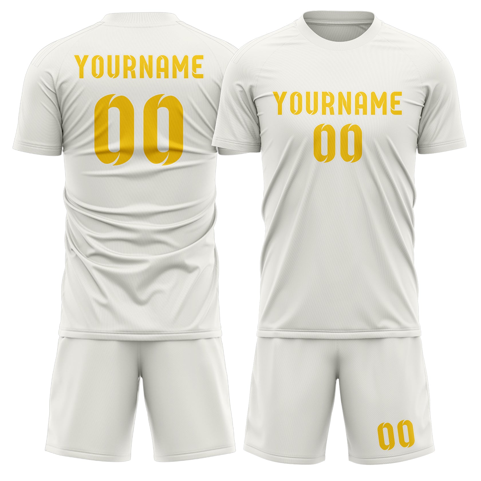 Custom White Gold Soccer Set