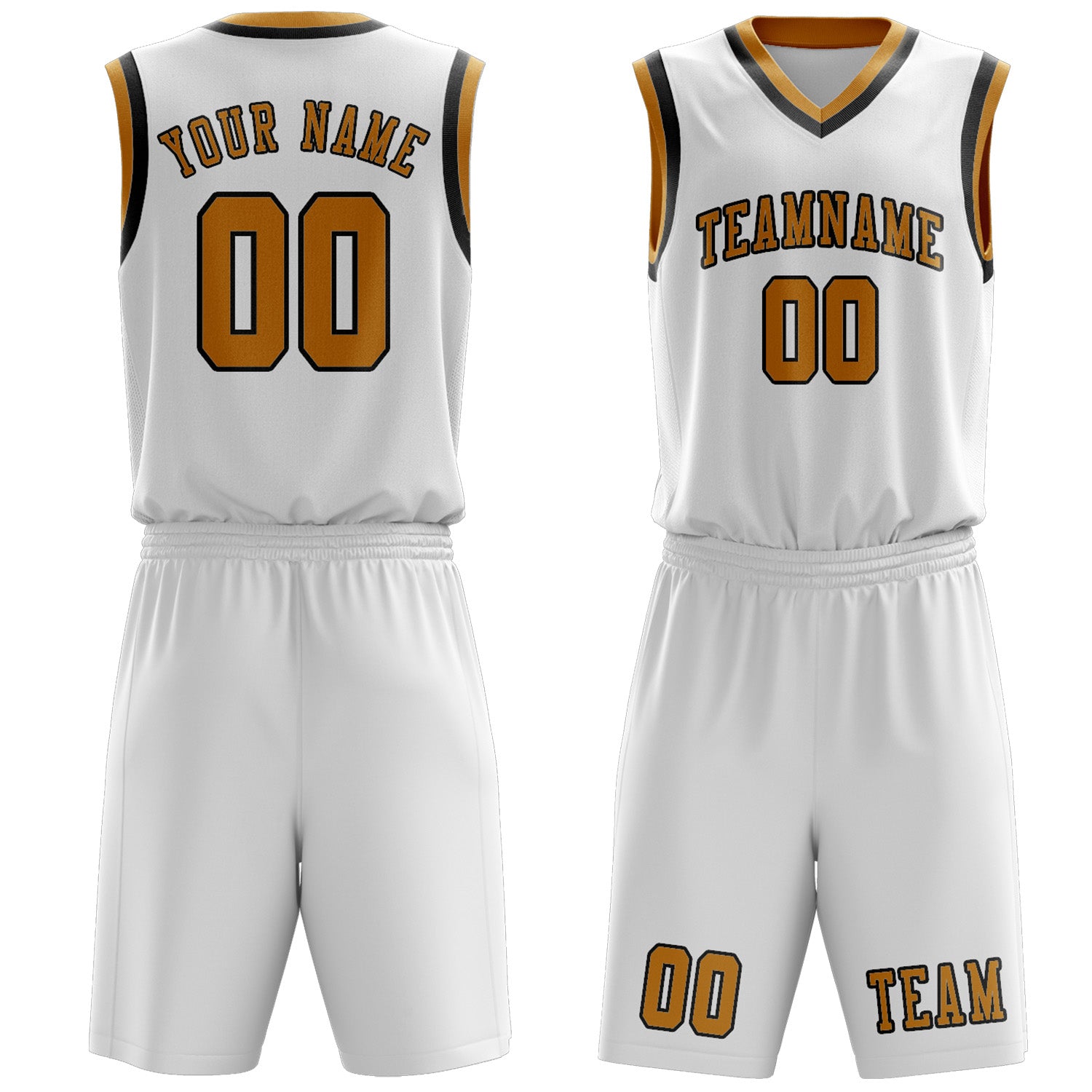 Custom White Yellow Basketball Set
