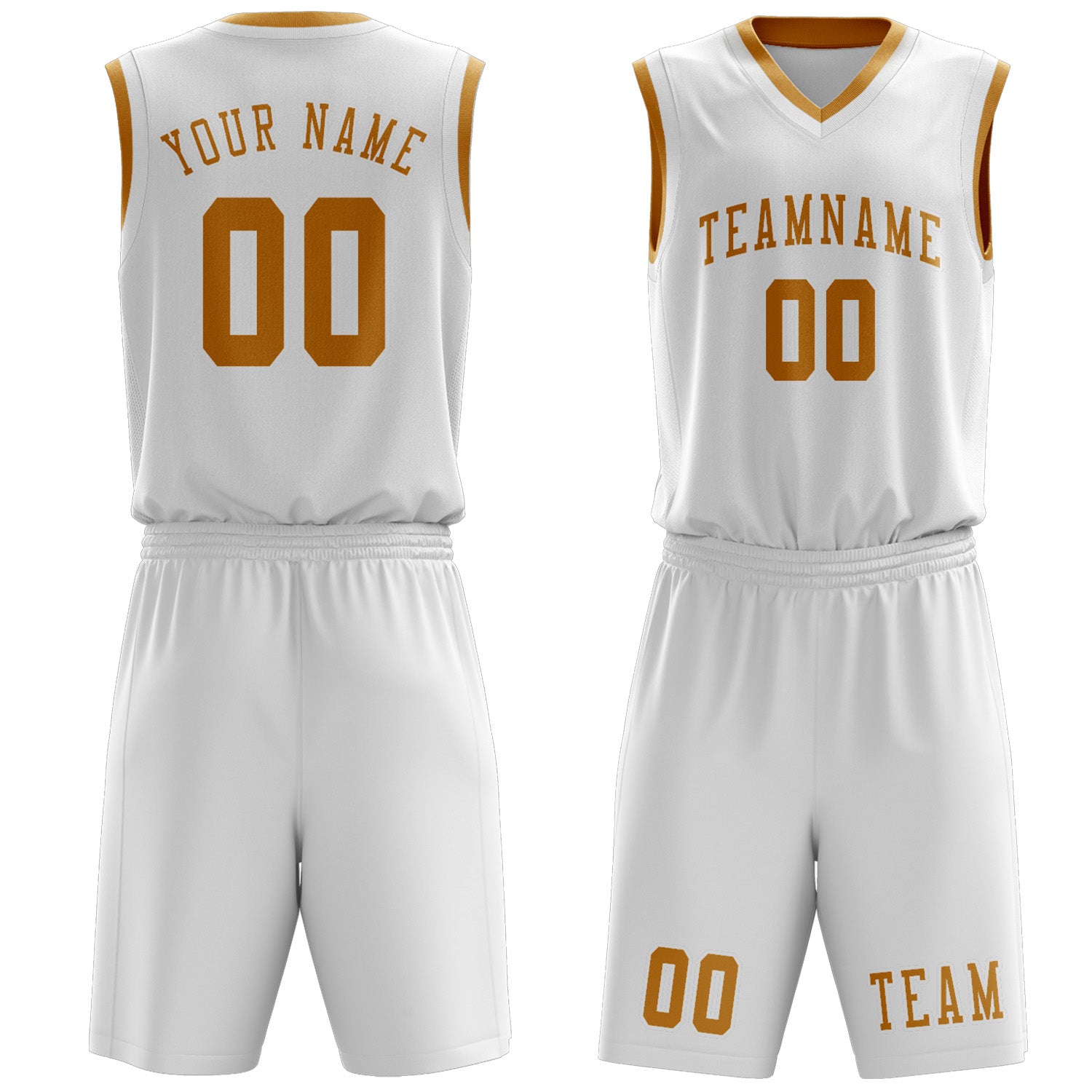 Custom White Yellow Basketball Set