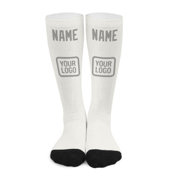 Custom White Gray Knee-High Sock