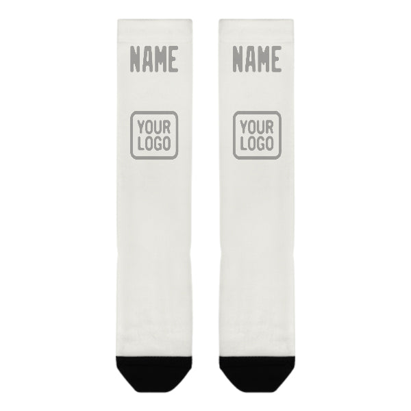 Custom White Gray Knee-High Sock
