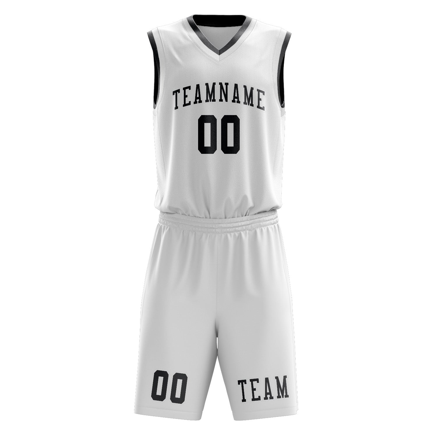 Custom White Dark Grey Basketball Set