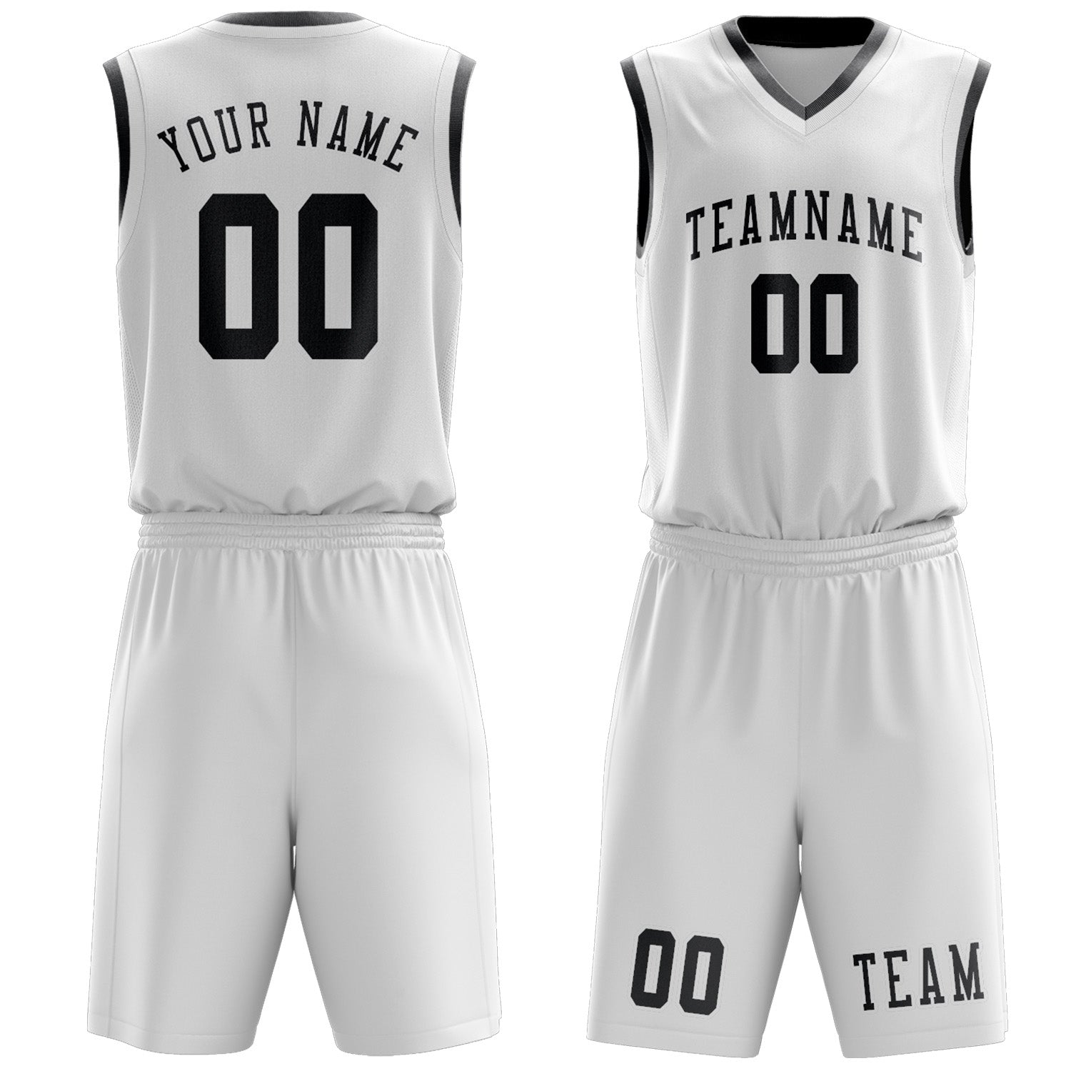 Custom White Dark Grey Basketball Set