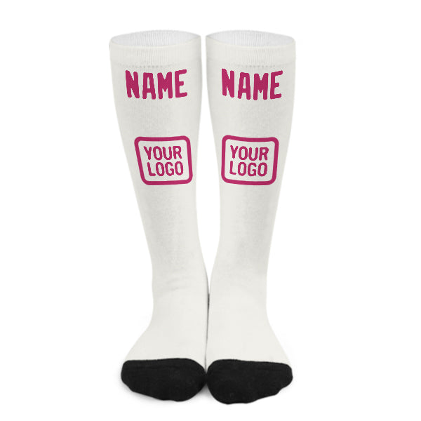 Custom White Pink Knee-High Sock