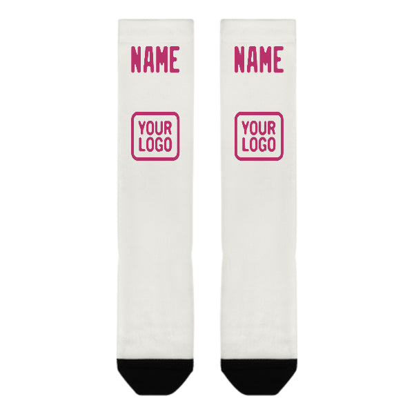 Custom White Pink Knee-High Sock