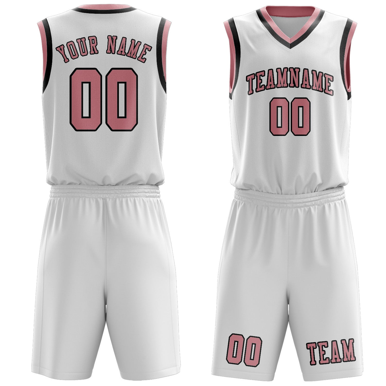 Custom White Light Pink Basketball Set