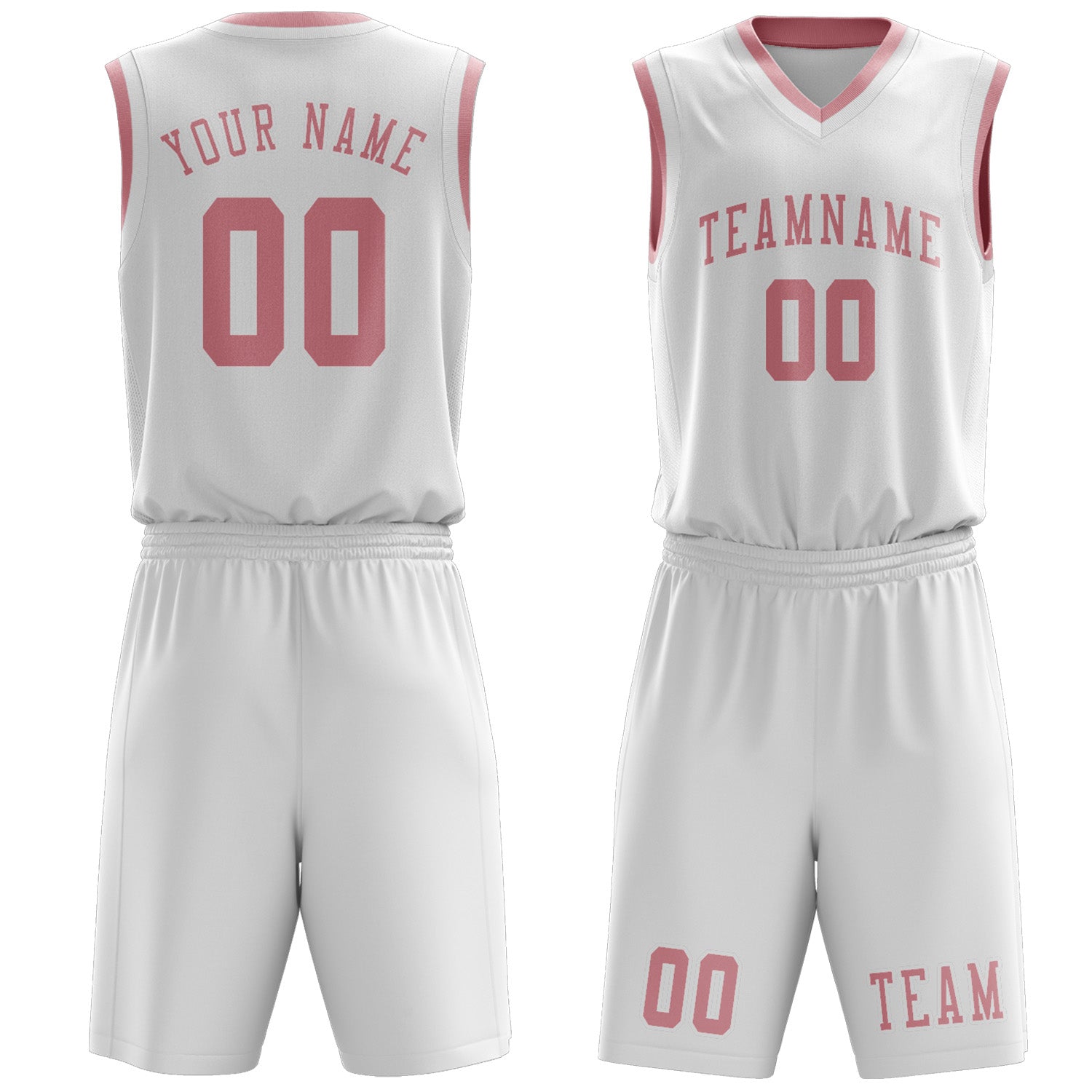 Custom White Light Pink Basketball Set