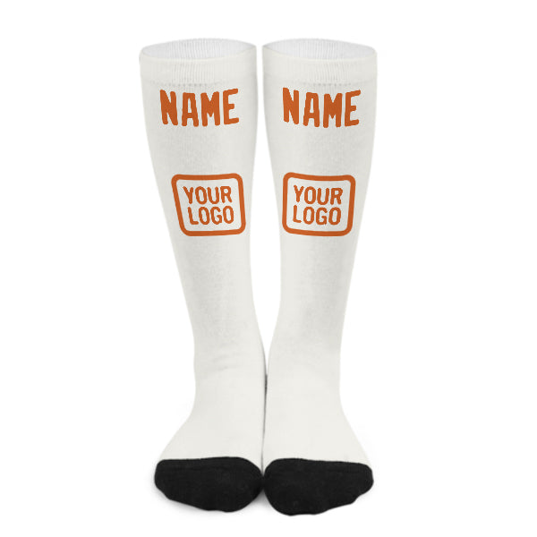 Custom White Orange Knee-High Sock
