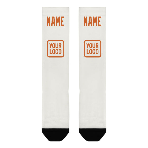 Custom White Orange Knee-High Sock