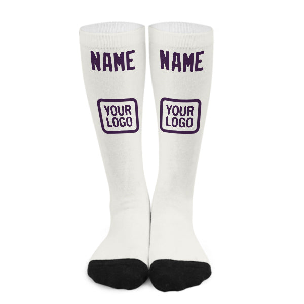 Custom White Purple Knee-High Sock