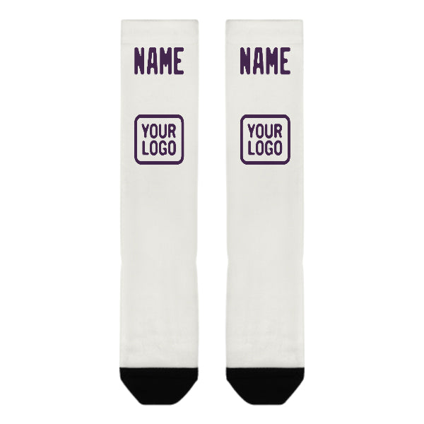 Custom White Purple Knee-High Sock