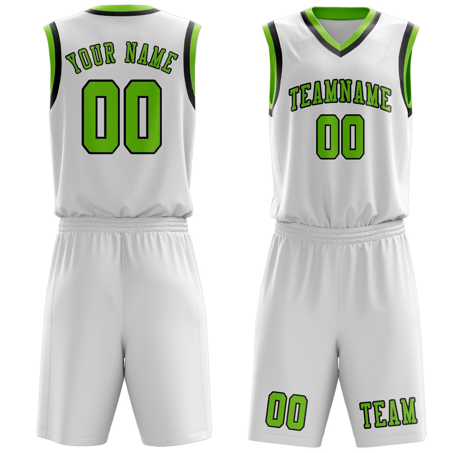 Custom White Emerald Green Basketball Set