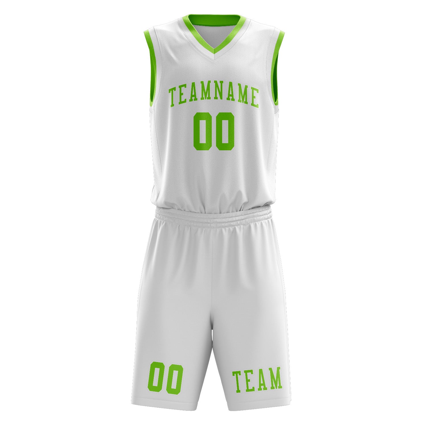 Custom White Emerald Green Basketball Set