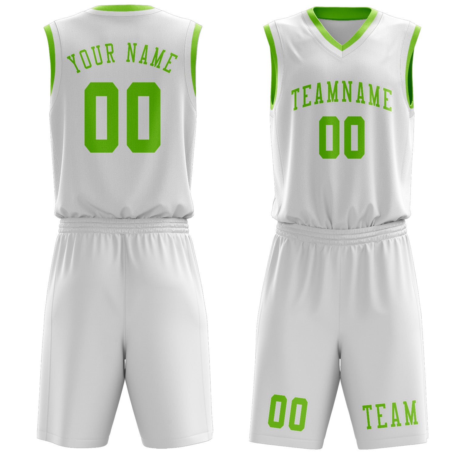 Custom White Emerald Green Basketball Set