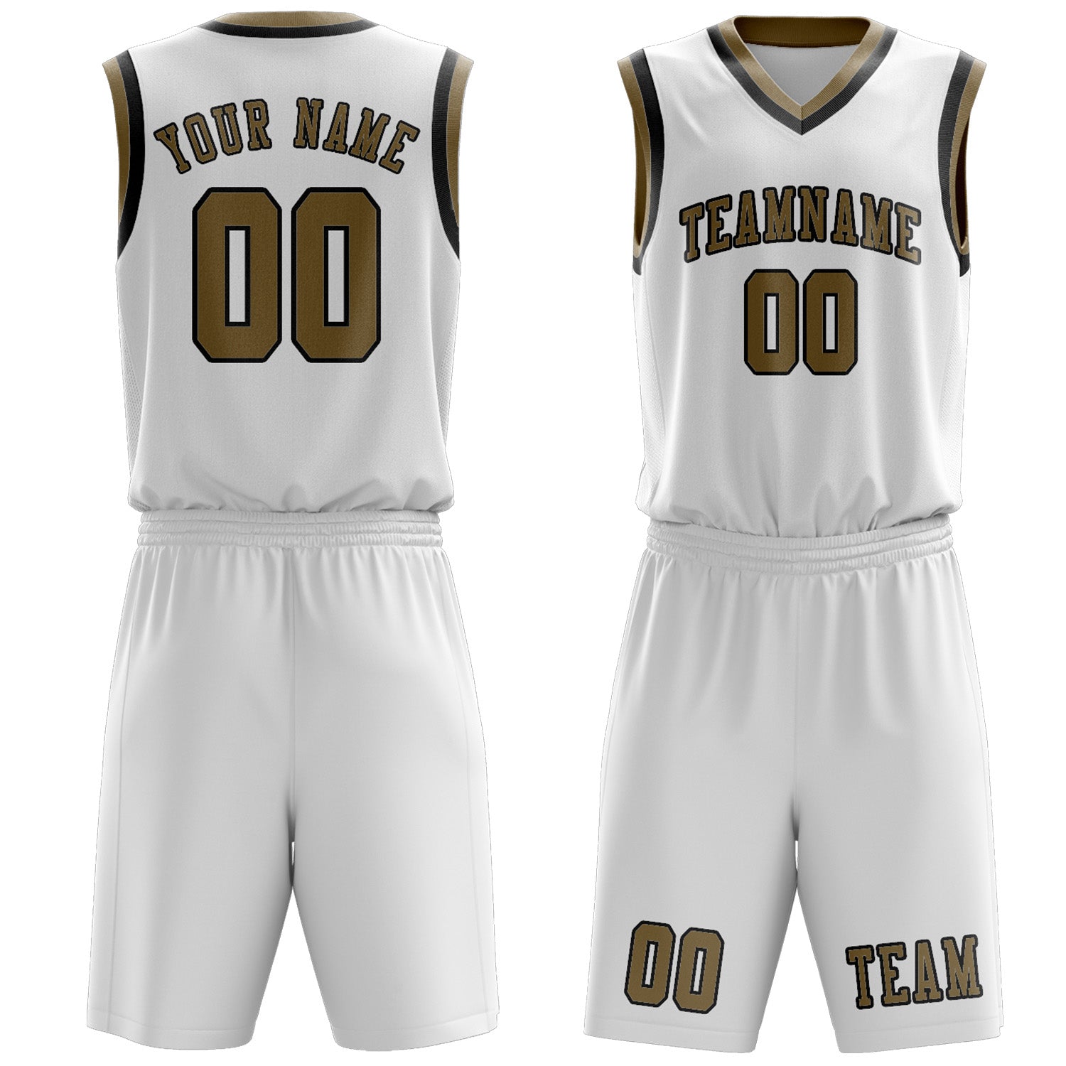 Custom White Light Khaki Basketball Set