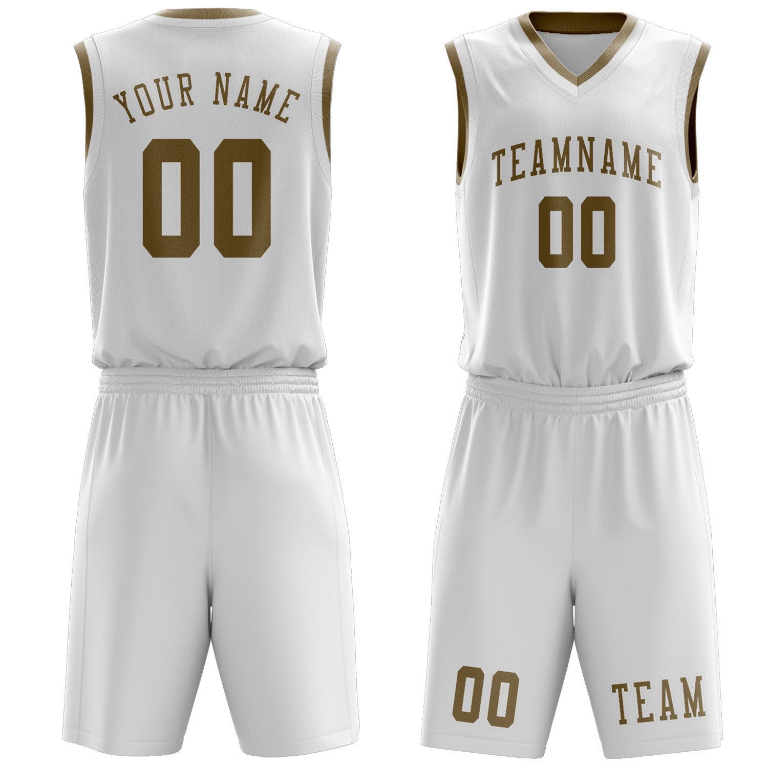 Custom White Light Khaki Basketball Set