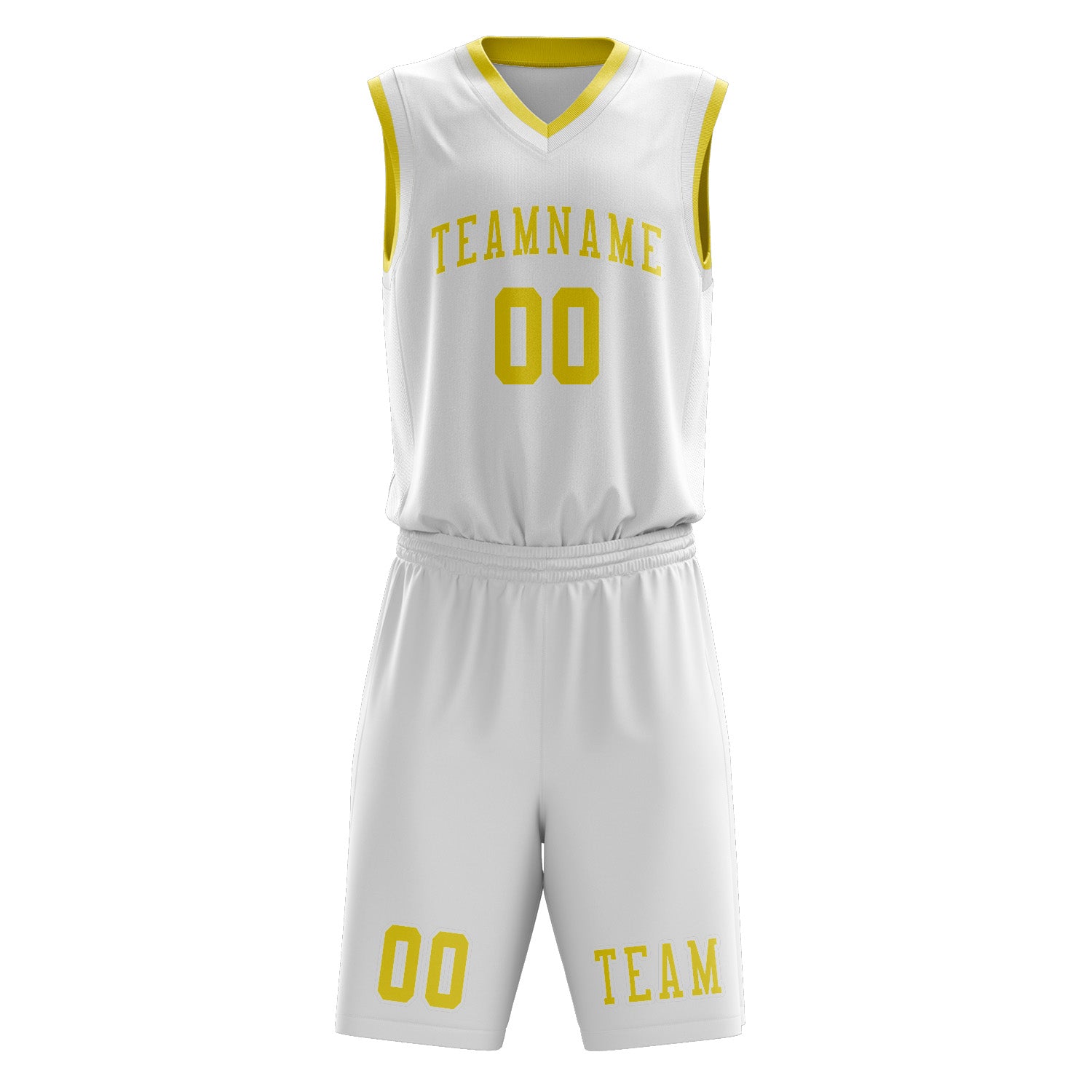 Custom White Light Yellow Basketball Set