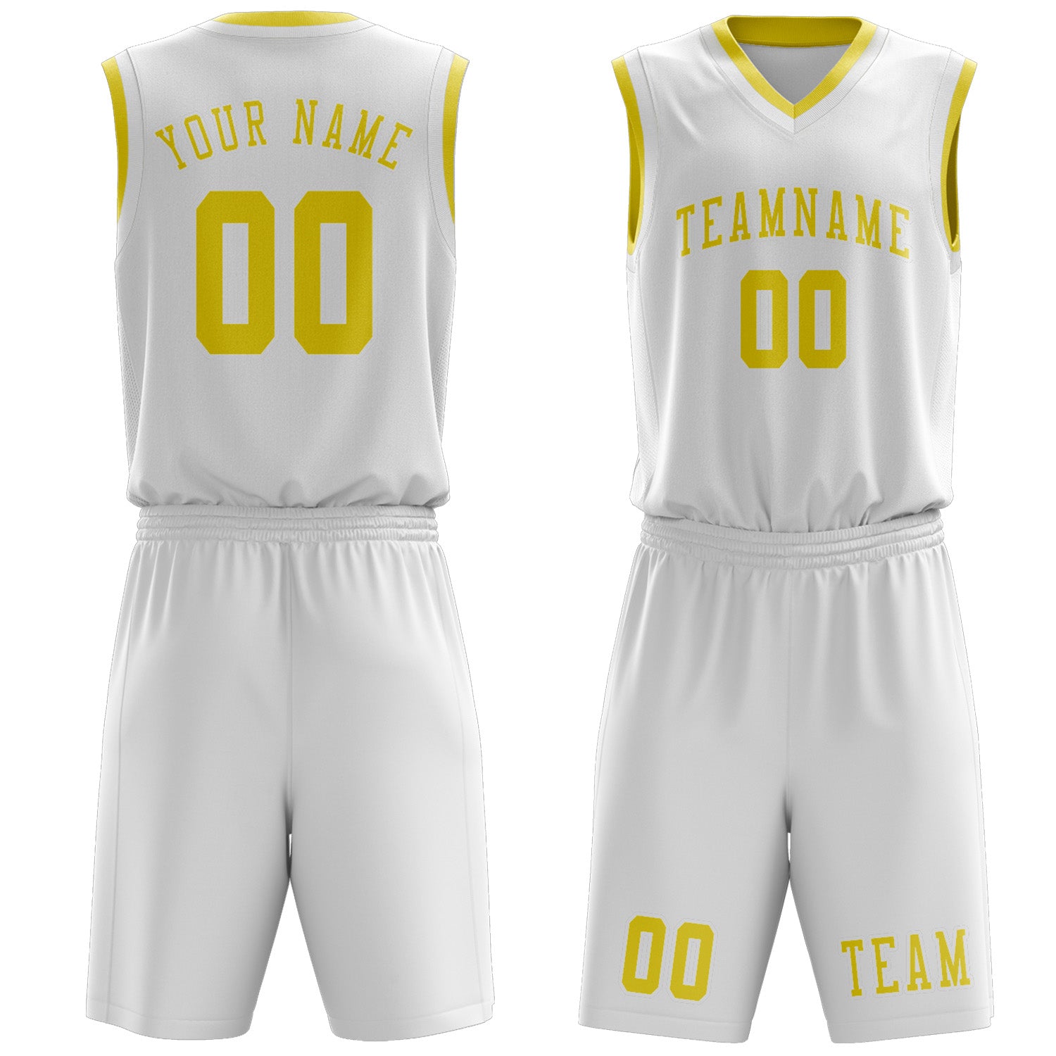 Custom White Light Yellow Basketball Set