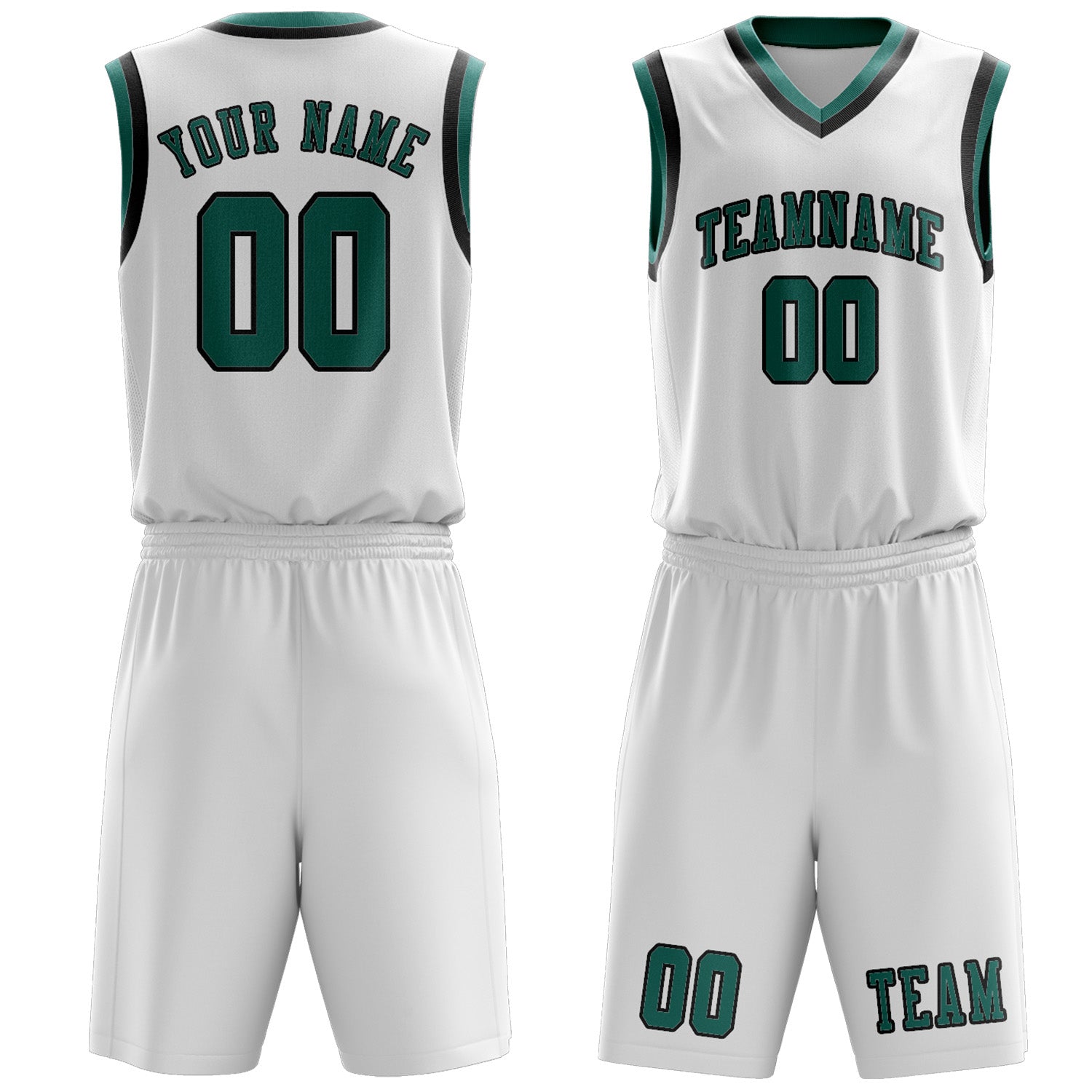 Custom White Blue Green Basketball Set