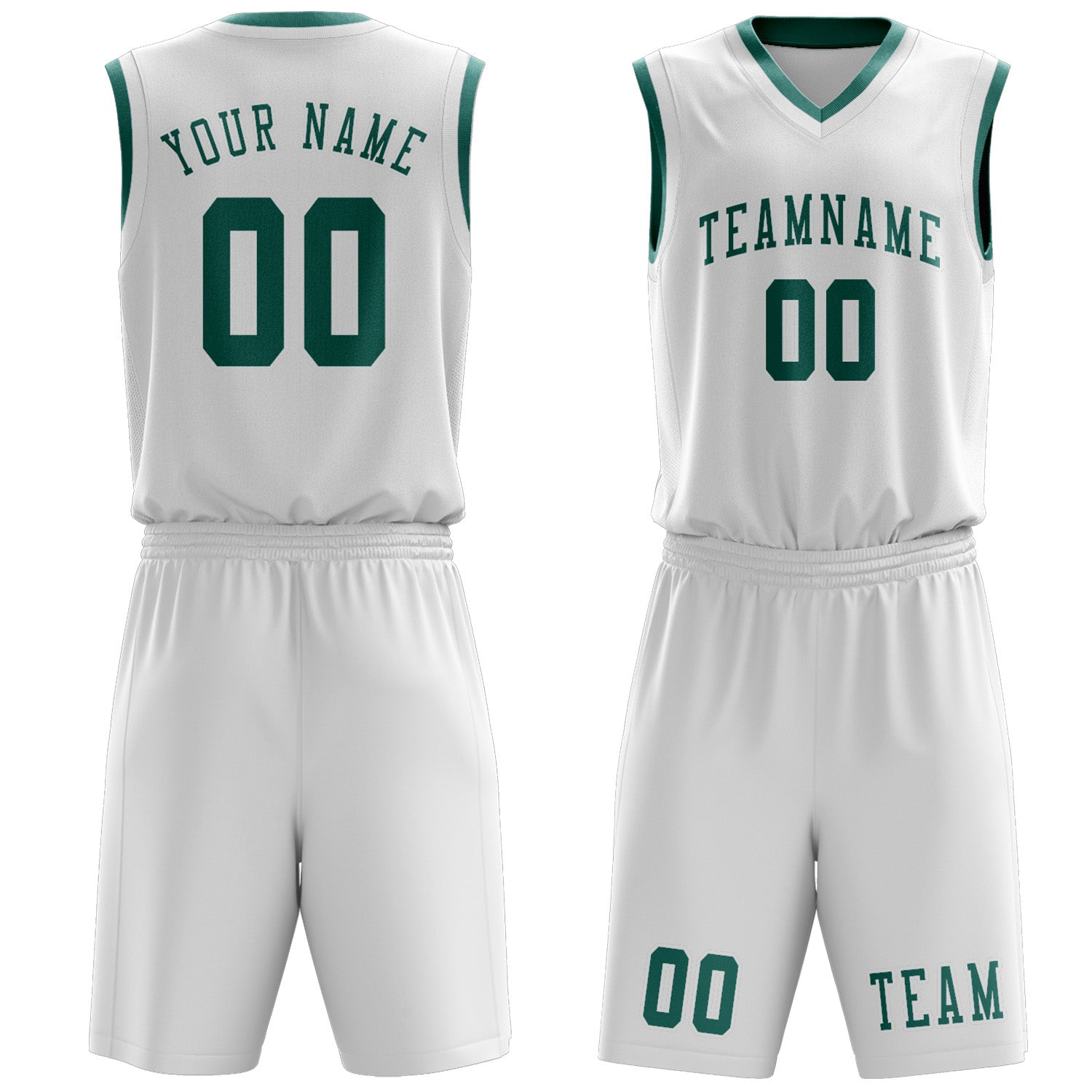 Custom White Blue Green Basketball Set