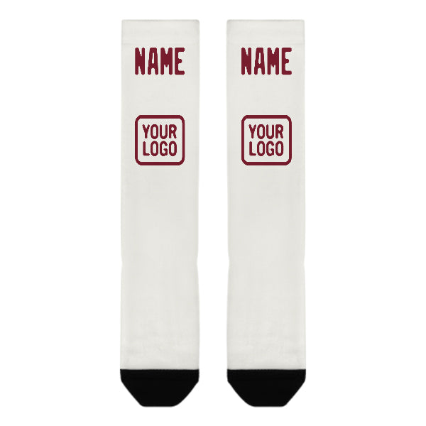 Custom White Crimson Red Knee-High Sock