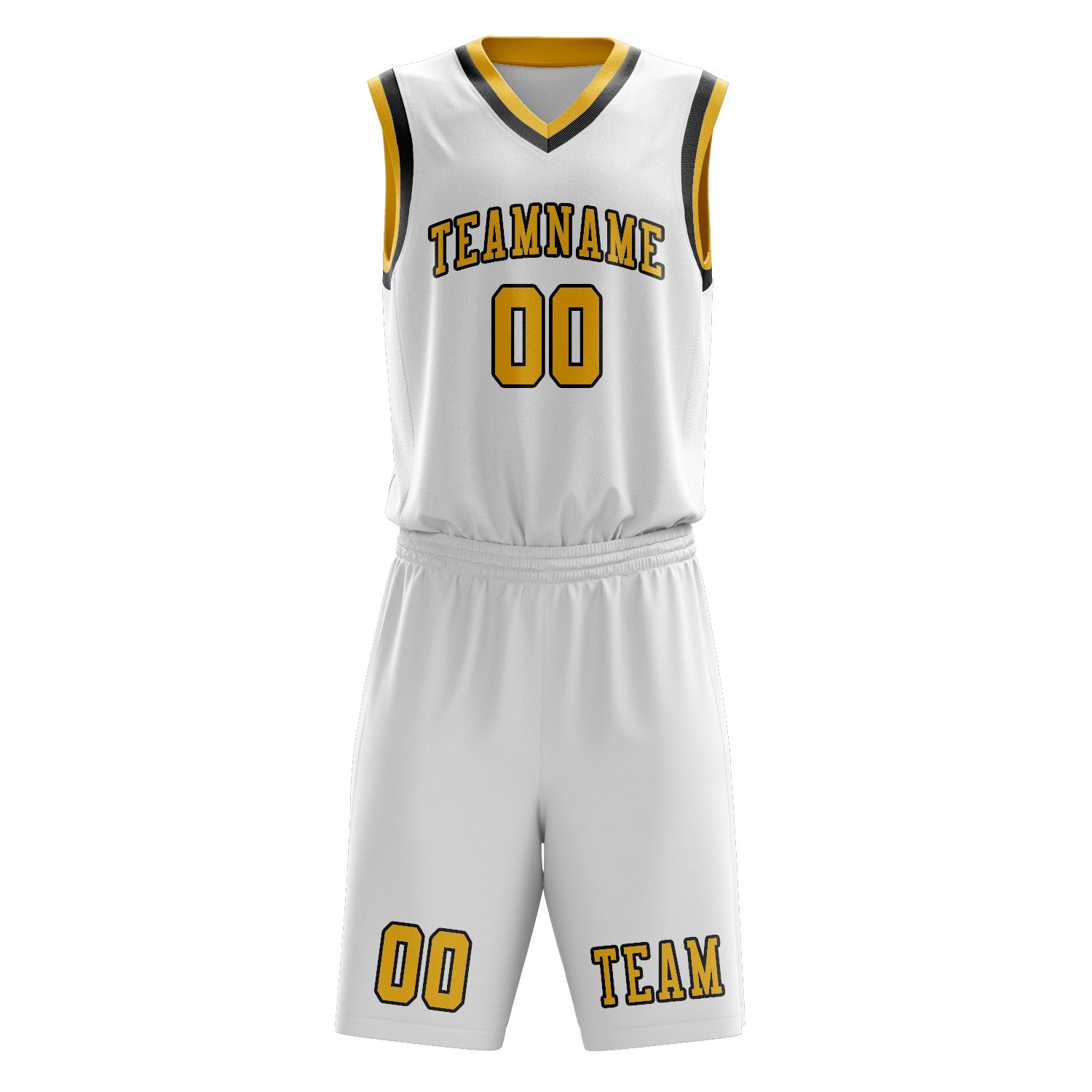 Custom White Gold Basketball Set