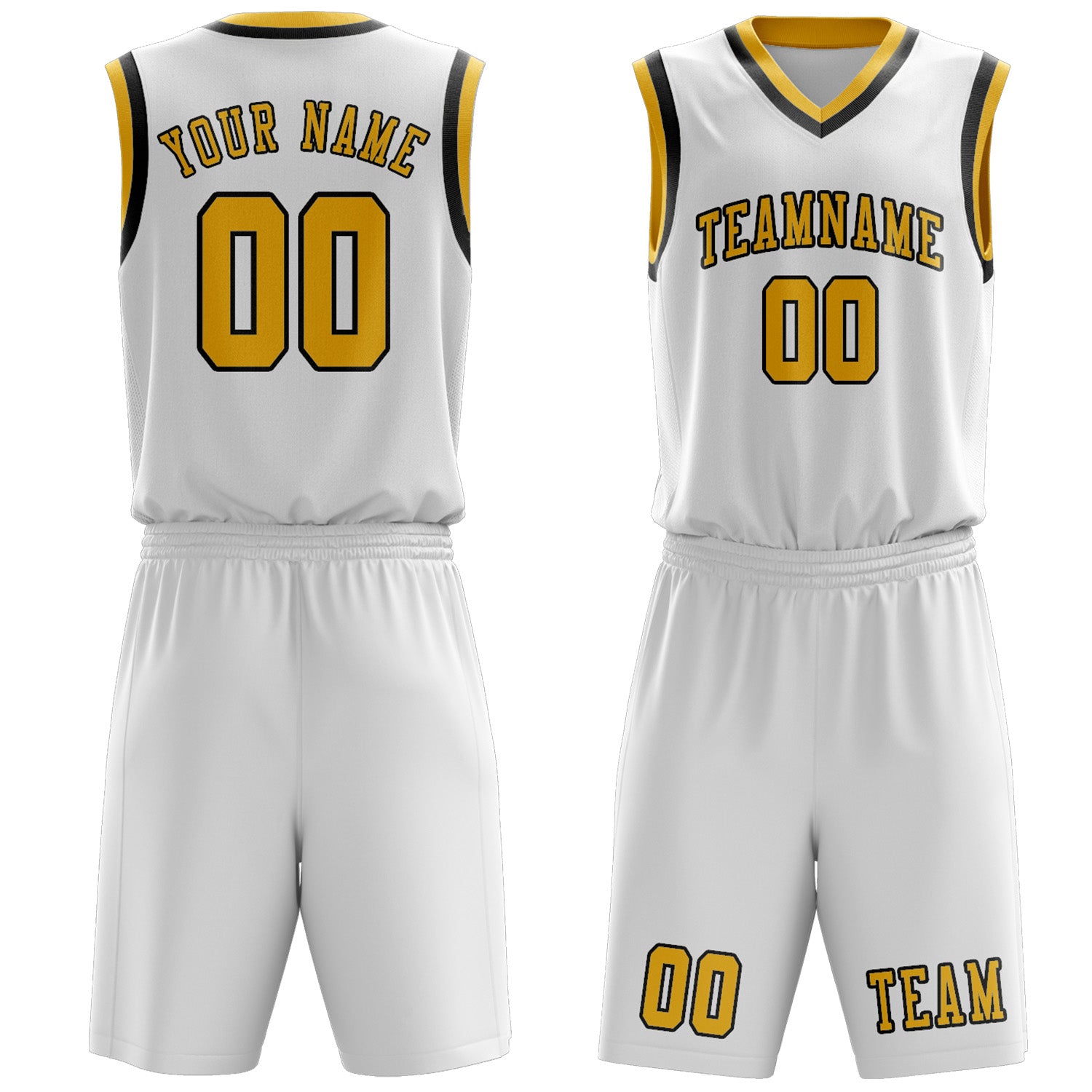 Custom White Gold Basketball Set
