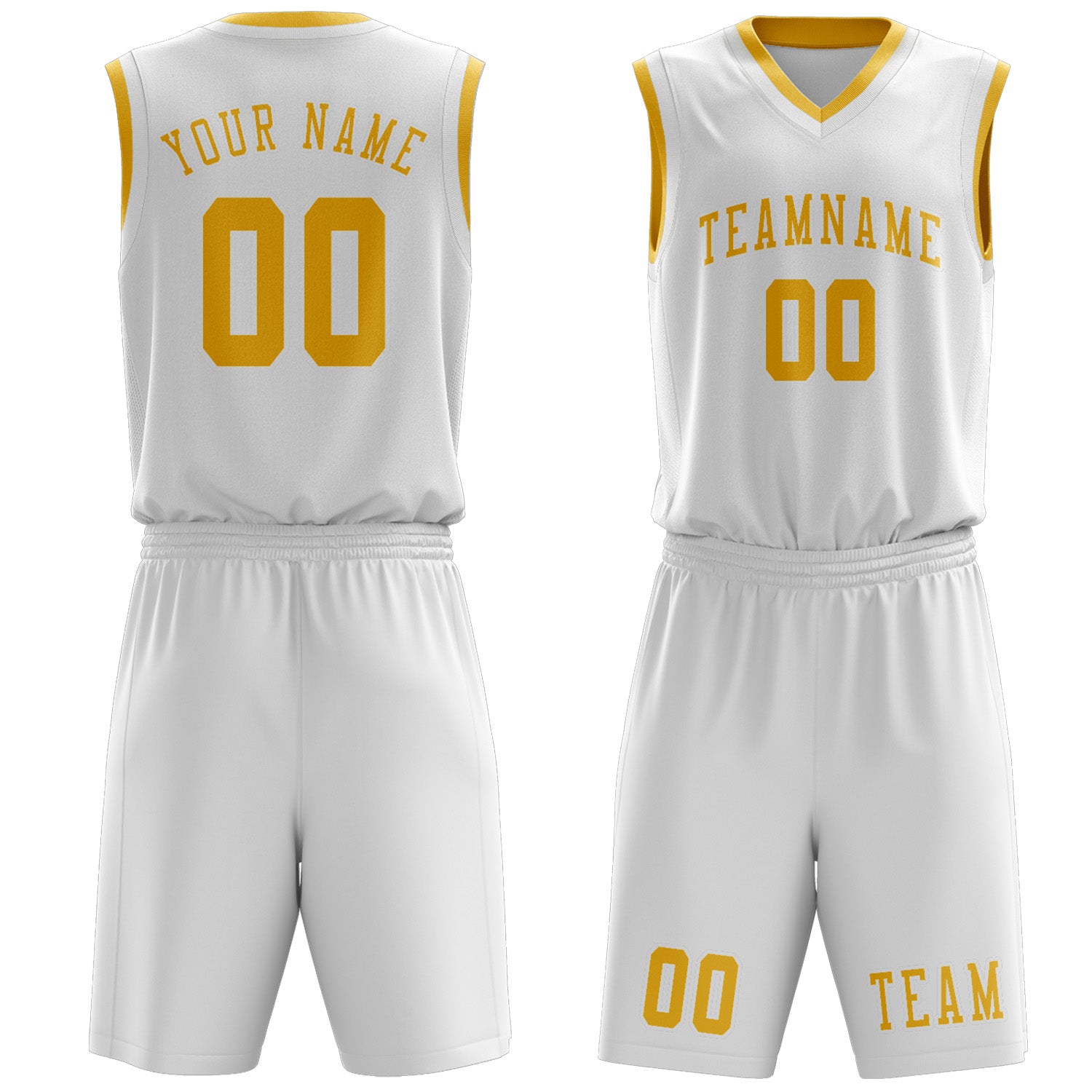 Custom White Gold Basketball Set