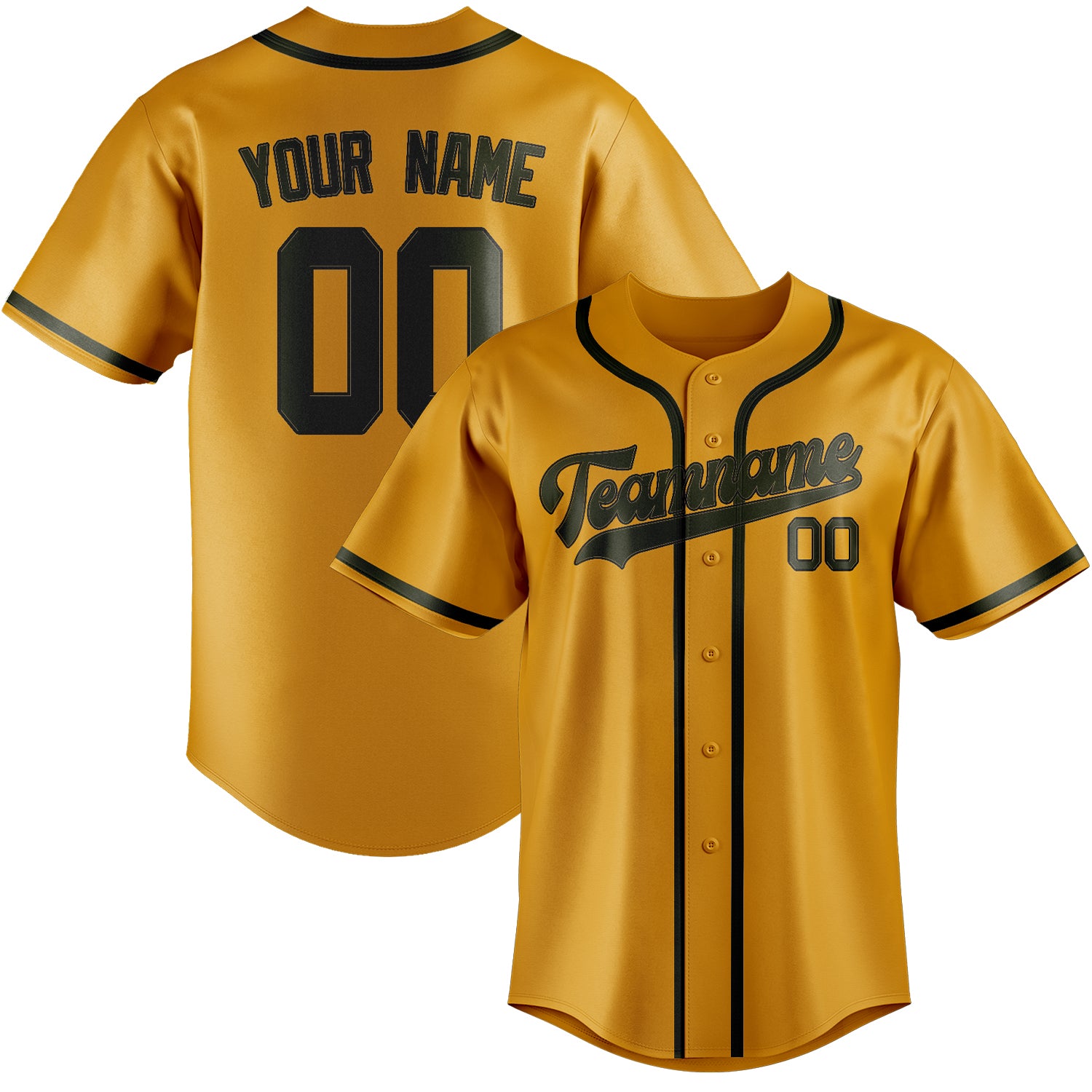 Custom Yellow Olive Baseball Jersey