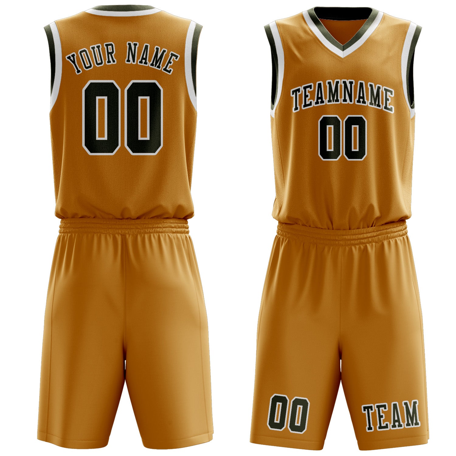 Custom Yellow Olive Basketball Set