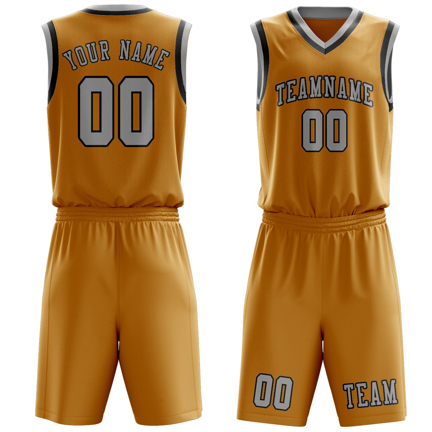 Custom Yellow Gray Basketball Set