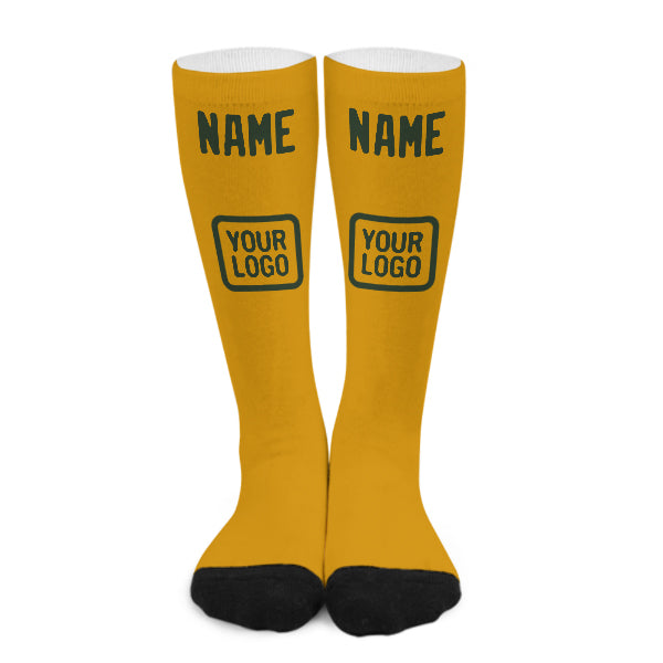 Custom Yellow Dark Green Knee-High Sock